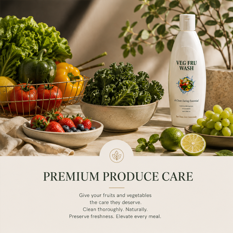 Produce wash with fresh vegetables